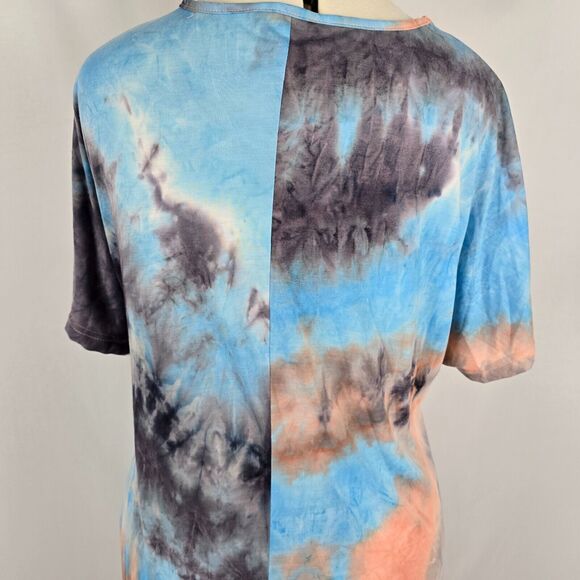 Bloomchic Dress Women's 1X Short Tie Front Round Neck Colorful Tie Dye NWT - Picture 5 of 11